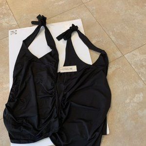 etaoline lot of 2 halter tops black size s new